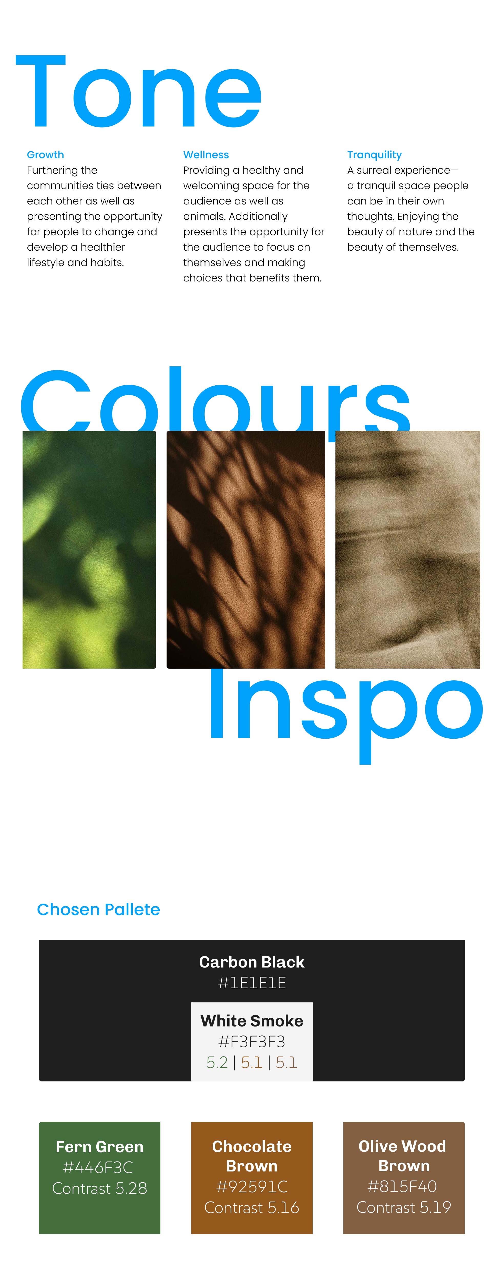 Showcasing the colour pallete and tone of the redesign.