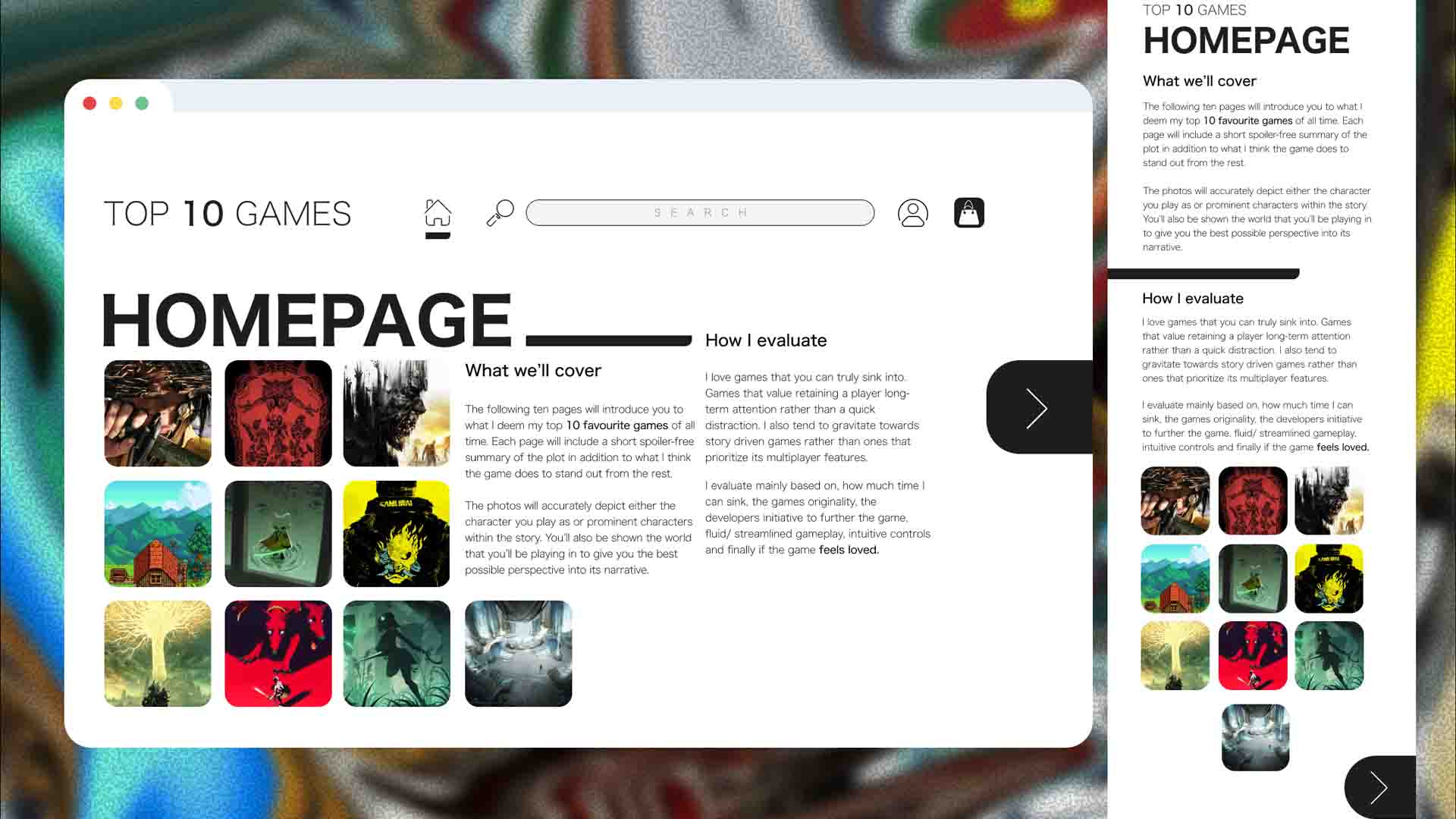 A hierary and layout project based around my top ten favourite games made through Figma